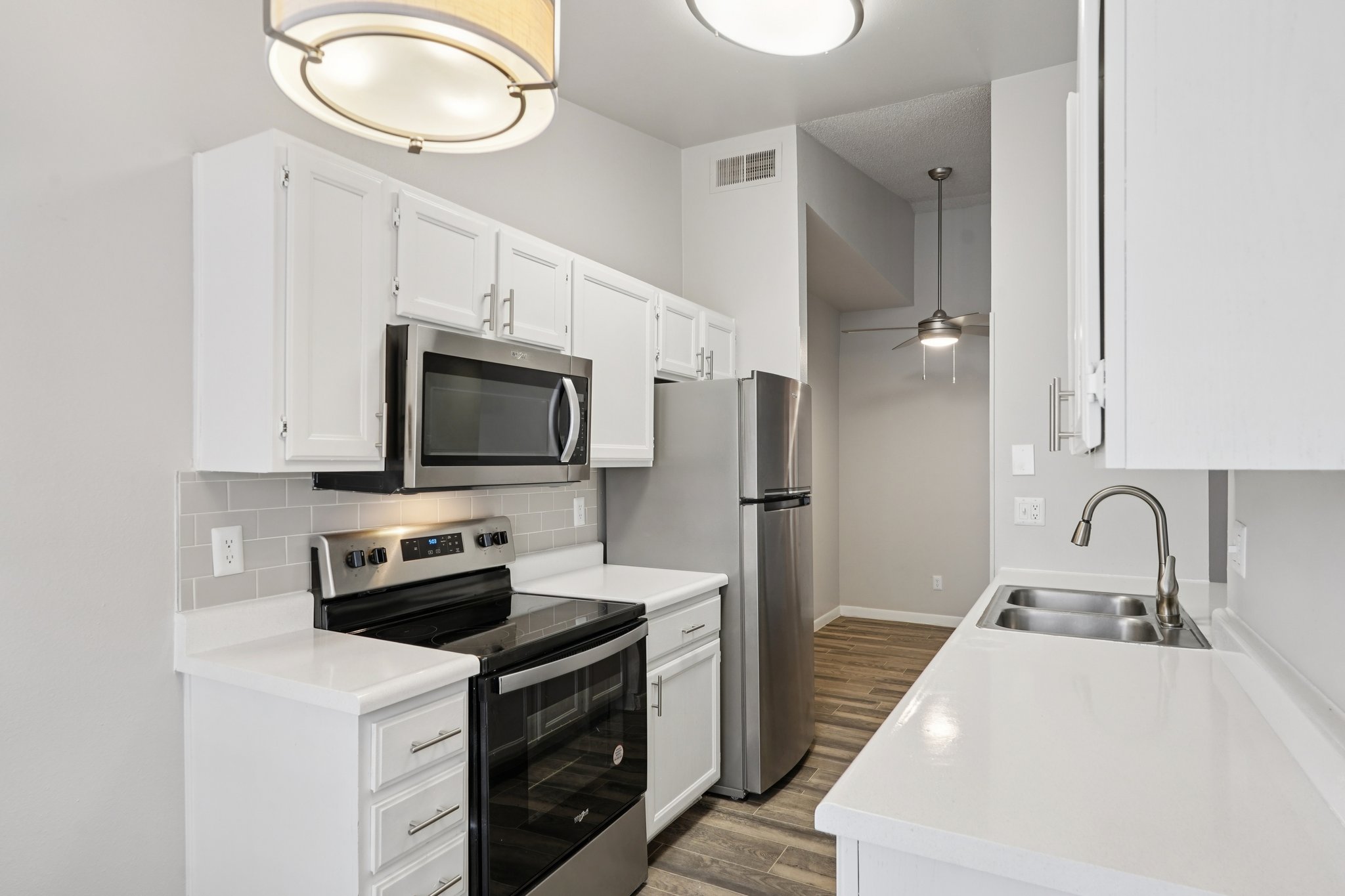 Renovated kitchen with modern appliances