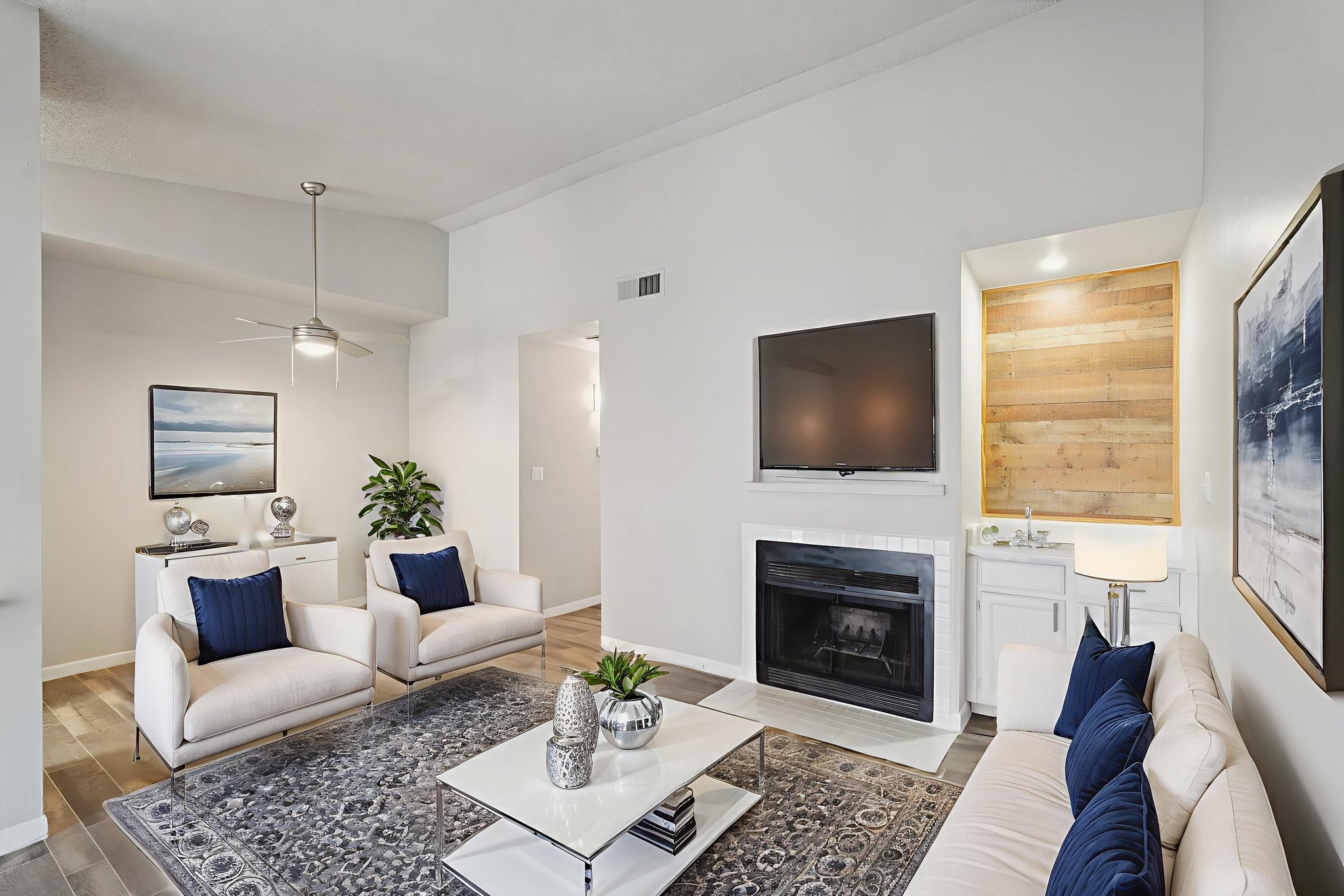 Staged one-bedroom apartment interior